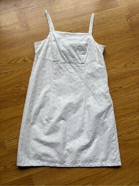 American Eagle Vtg White Eyelet Shift Sundress Summer Cotton Cottagecore Sz 0